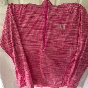 Under Armour Pink Striped Half-Zip Top